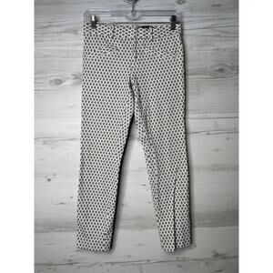 Gap Skinny Ankle Pants Womens 2 Regular Black Diamond Pattern Stretch Cotton